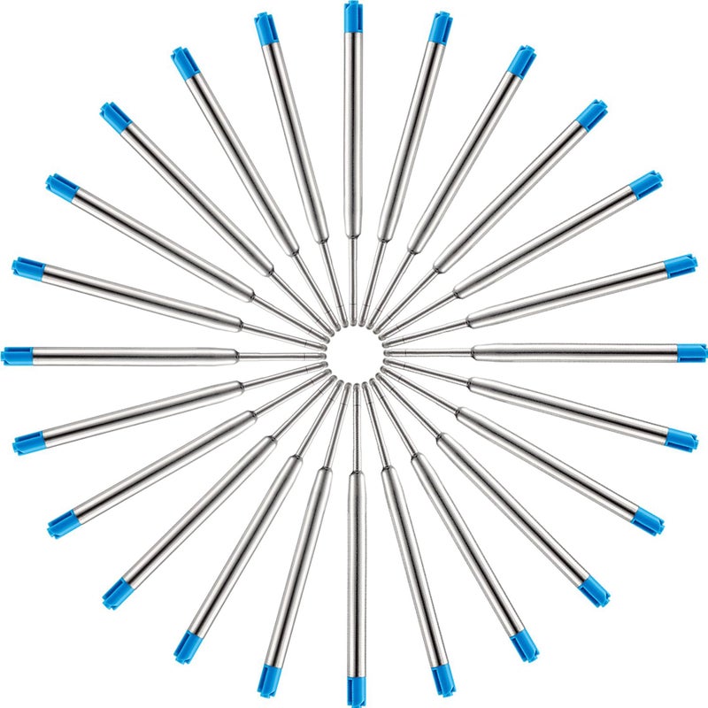 DunBong Blue Ink Refill Pack of 5, Replaceable Ballpoint Pen Refills, Medium Point Metal Refill (Blue) - Image 2